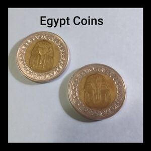 Egypt One Pound Coins 2 Pharaoh Tutankhamun Edition, Original Cario, Egypt 25mm